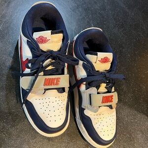 Nike Kids' Blue and White Sneakers with Red Accents